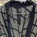 SheIn  pleated skirt puff sleeve dress with bow tie detail size medium navy Photo 6