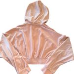 Charlotte Russe  Pink Velour Cropped Jacket With Hood Zip Up Women's Medium EUC Photo 2