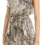Bar III Bar lll Snake Print Dress Medium Jewel Neckline Vertical Ruffle Sleeveless Photo 0