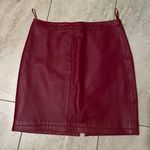 Newport News Burgundy Leather Midi Skirt Size 12 By   Photo 1
