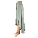 Monn Women's Green High Waisted Ruffle Button Front High Low Midi Skirt Size XS Photo 1