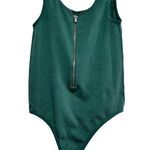Miss Valley Bodysuit Sleeveless Crewneck Zip Front Ribbed Knit Green S/M Size undefined Photo 0