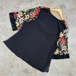 Spencer Alexis Vintage Silk Blend Kimono Top Floral Lace Embroidered Fairy 1X Black Photo 5