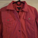 CHAPS Denim Hot Pink Jean Jacket Womens Large Stretch Cotton Trucker Jacket Y2K Photo 1