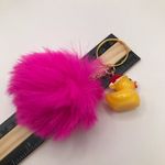 Holiday Pom Keychain | Hot Pink | Plastic Ducky with Santa Hat Charm Handmade Photo 5