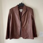 David Benjamin Cropped Leather Blazer Single Button Size 14 Brown Fall Fashion Photo 3