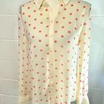 Hinge Long Sleeve Cream & Pink Polka Dot Button Up Blouse Photo 0