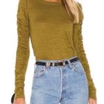 House of Harlow  1960 Burnout Ruched Long Sleeve Tee Top Bronze Olive Medium Fall Photo 0