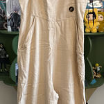 Forever 21 beige linen-blend button front wide-legged jumpsuit Photo 0