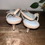 Etienne Aigner  Womens 7 Leather Florad Beige Slingback Kitten Heel Pointed‎ Toe Photo 5