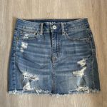 American Eagle  Super Stretch Distressed High Waisted Denim Mini Skirt  4 Short Photo 2