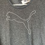  Gray Short Sleeve Casual Athletic White Puma Cat Logo T-Shirt Women Sz M Photo 2