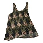 H&M Black Semi-Sheer Pineapple Tank Top Boho Medium Cut Out Straps Photo 1