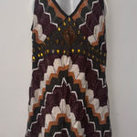 ISSHU Beaded Tank Top Sleeveless‎ Knit Chevron Pattern Medium Brown Photo 0