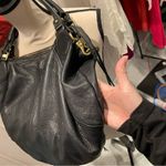 Botkier 90s-Y2K Botiker NY oversized black pebbled leather half moon tassel hobo bag big Photo 11