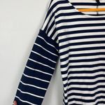 J.Crew  Woman's Sz M Navy Blue and‎ White Striped Shift Shirt Dress 3/4 Sleeve Photo 2