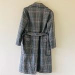 All Saints Tyla Check Plaid Wool Blend Belted Long Trench Coat Photo 8