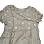 Beige Linen Embroidered Dress Gray Size M Photo 1