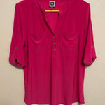 Anne Klein  Vibrant Pink Blouse with Button Detail Photo 0