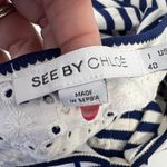 See By Chloe Size 4 Shift Dress Striped Blue White Ruffle Front Nautical Resort Photo 10
