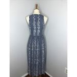 BHLDN  Sleeveless Polyester Blue Floral Embroidered Bridesmaid BMaxi Dress Size 4 Photo 2