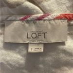 Loft  Ann Taylor cream striped linen short sleeve draw string waist. Size S. Photo 4