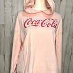 Coca-Cola Women's XL Pink Cropped Hoodie Long Sleeve Pullover Casual Photo 0