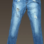 Denim Blvd Denim‎ Blvd Medium Wash Distressed Skinny Jeans Sz 1 Photo 0