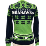 NFL Team Apparel Seattle Seahawks Women's V-Neck Holiday Christmas Sweater Photo 4
