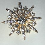 Elegant Gold Tone Rhinestone Boho Starburst Brooch Photo 4
