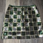 Judith March  Green & Silver Checked Print Sequined Mini Skirt - Size S Photo 4