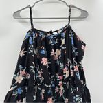 H&M  Divided Black Multicolor Floral Cold Shoulder Long Bell Sleeve Mini Dress‎ 4 Photo 1