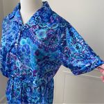 NOS Vintage 70s Psychedelic Print Polyester Tunic Haband Top L Blue Size L Photo 2