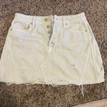 Free People We The Free Button Front cream Distressed Denim Skirt Photo 0
