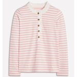 BODEN | Boden Pink White Ruffle Frill Neck Breton 100% Cotton Top Button | XL Photo 0