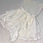 NWOT Womens Cream/Ivory Straless Ruffle Mini Romper size Small Photo 2