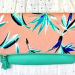 Rachel Pally Reversible Clutch Mint/Coral Tropical Floral Print Fold Over Bag Photo 2