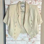 Alexis  Cream Short Sleeve Blazer with Satin Collar Photo 0