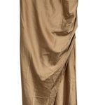 Hello Molly  Gold Faux Wrap Slip Dress Midi Formal Womens 4 Bridesmaid Draped Photo 0