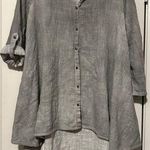 XCVI  Button Front Tunic Shirt Cotton Roll Tab Sleeve Gray size M Photo 0
