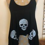See You Monday  Black Tank Top with Glitter Skulls Photo 0