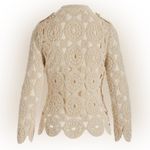 Boston Proper Crochet Three Quarter Sleeve Jacket Cream Medium Boho Cottagecore Photo 11