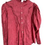 By Timo Button Back Floral Victorian Dark Pink Long Sleeve Blouse XS Bytimo Photo 4