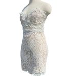 White & Nude Lace Floral Dress Photo 1