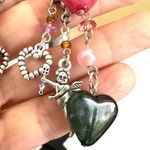 Pink and green heart cherub charm clip on earrings Photo 6