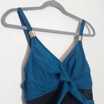 Blooming Jelly  Teal and Black One-Piece Swimsuit with Ruched Sides NWT Size XL Photo 4