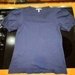 Derek Lam 10 Crosby Eva puff sleeve t-shirt navy blue top size XS Photo 0