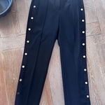 Veronica Beard Black Irving Pant Leg Snap Side Buttons Size 2 Photo 0