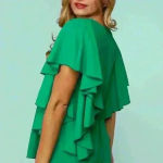 Kelly Green‎ Flutter Sleeve Babydoll Peplum Top Green Size 3X Photo 2