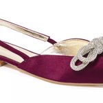 Lilly Pulitzer NEW  Purple Satin Slingback Flat with Rhinestone Bow size 7.5 Photo 0
